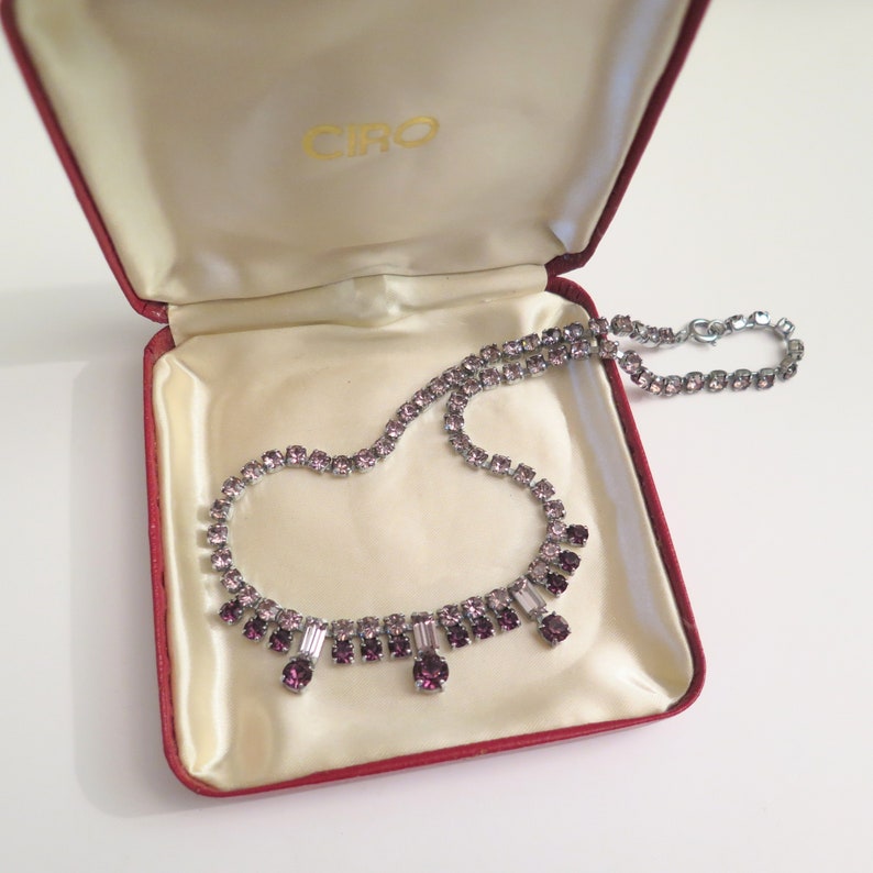 Lovely Vintage Necklace, Purple and Pale Pink Stones, c.1950s image 3