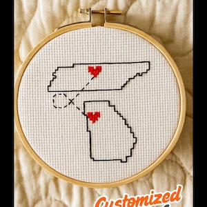 Miss You, State to State, Long Distance Love or Friendship Cross Stitch - PATTERN, Digital PDF, Modern Cross Stitch, Customized Pattern