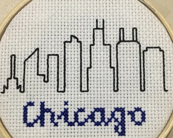 Chicago Skyline Windy City Chi Town Counted Cross Stitch - Etsy