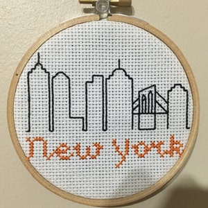 Skyline della città di New York - New York - Grande Mela - Schema punto croce Silhouette New York - Punto croce moderno, PDF digitale, Download istantaneo
