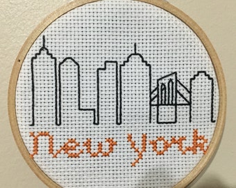 Skyline de la ciudad de Nueva York - Nueva York - Gran Manzana - Patrón de punto de cruz silueta de Nueva York - Punto de cruz moderno, PDF digital, Descarga instantánea