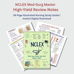 NCLEX Med-Surg Study Guide | Nursing Notes PDF | Priority Rules, Lab Values, Antidotes & NCLEX Traps | Visual Review for Nursing Students