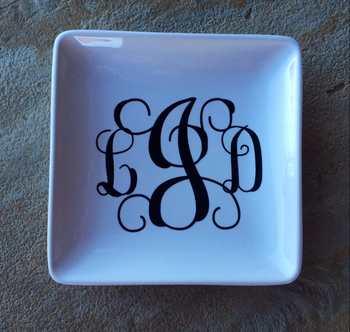 Monogrammed jewelry dish wedding gift jewerly dish Etsy