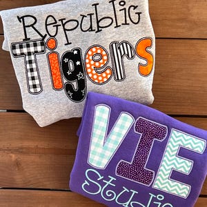 Teacher shirt, custom teacher shirt, School spirit, appliqué letters, embroidered, high school shirt, school shirt, school spirit shirt