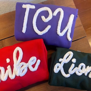 Embroidered Yarn Sweatshirt, Custom Team Sweatshirt, Chenille Yarn Sweatshirt, Personalized Sweatshirt, Embroidered Team Sweatshirt