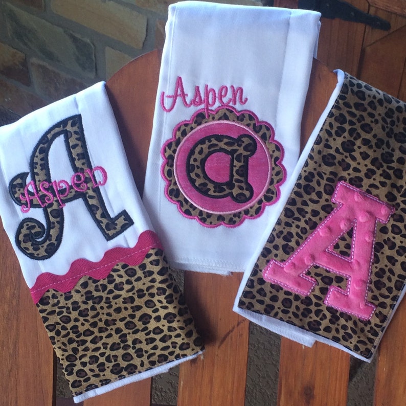 Hot Pink and Leopard Burp Cloth Gift Set Pink and Leopard Etsy