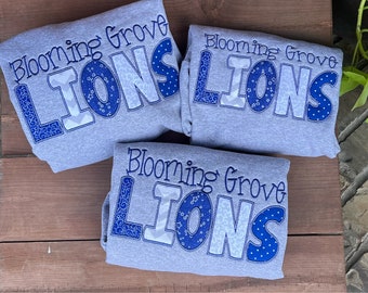 Custom Embroidered School Spirit Shirt, Appliqué Letters