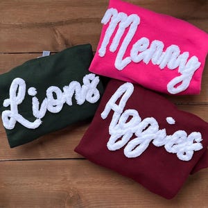 Embroidered Yarn Sweatshirt, Custom Team Sweatshirt, Chenille Yarn Sweatshirt, Personalized Sweatshirt, Embroidered Team Sweatshirt