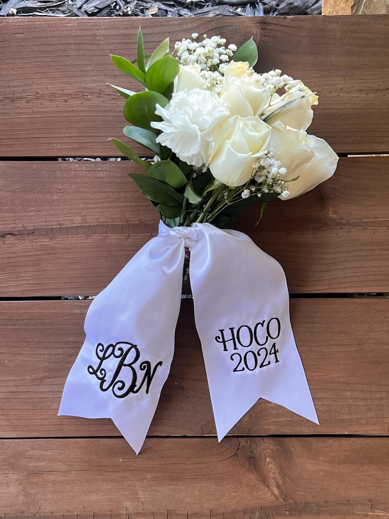 Prom Ribbon Embroidered Monogrammed Bouquet Sash, Wedding Prom Ribbon - Etsy