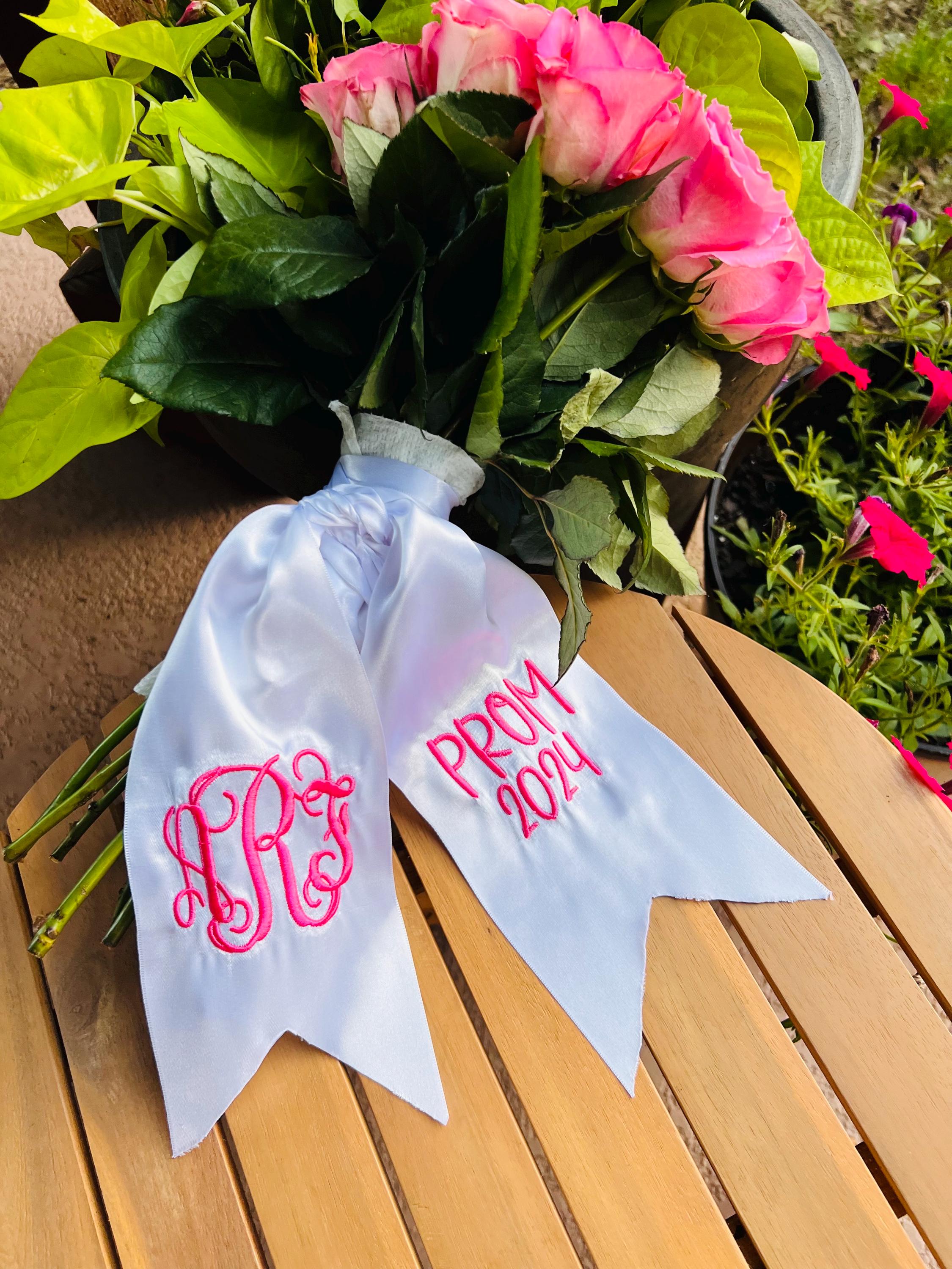 Prom Ribbon Embroidered Monogrammed Bouquet Sash, Wedding Prom Ribbon - Etsy