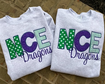 Custom Applique Shirt / Personalized Varsity Letter / Patchwork / School Name / Gift for College / Teacher