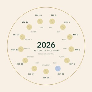 Kerstornament 2026, Kerstornament met volle maan, Gedateerd aandenken, Cadeau met maanfase, Hemels keramisch ornament afbeelding 2