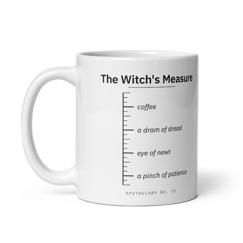 Witch Mug, Halloween Coffee Mug, Funny Witchy Gift, Apothecary Measuring Mug, Spooky Season Gift, Witchcraft Mug