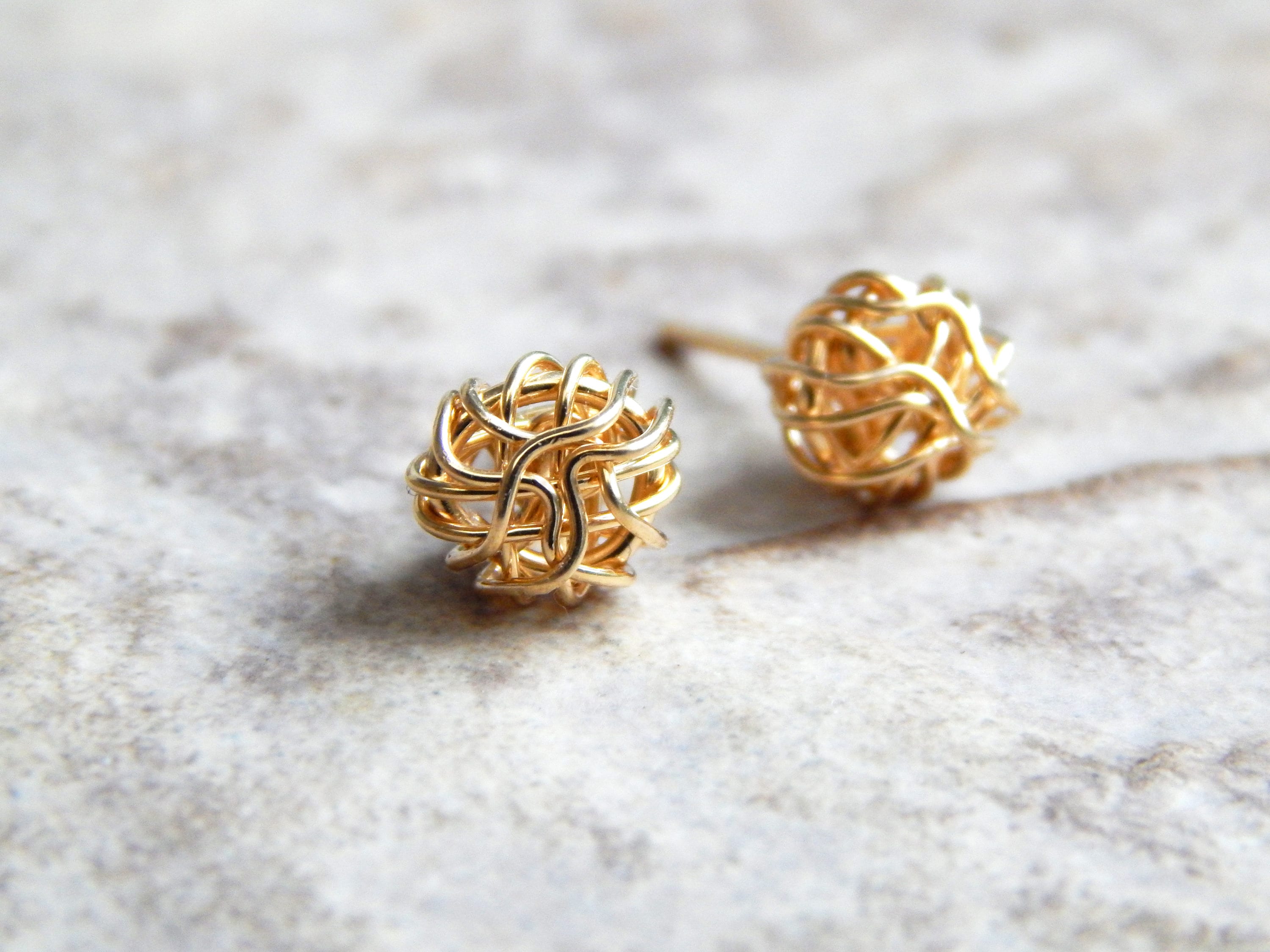 Gold Stud Earrings/ 14k Gold Filled Knot Earrings/ Gold/Rose | Etsy