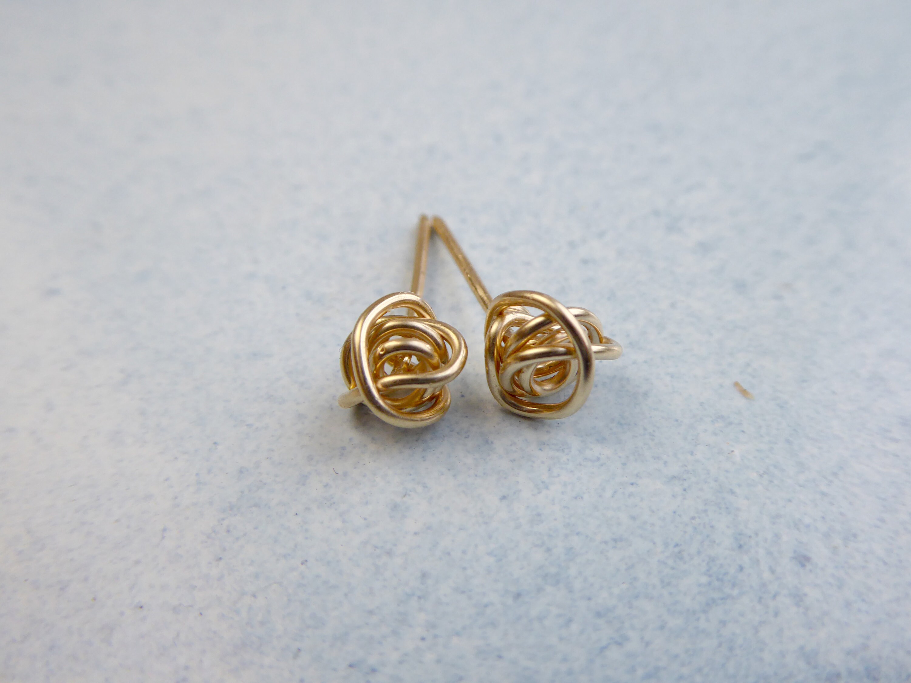 Tiny Gold Stud Earrings Dainty 14k Gold Knot Earrings Simple Etsy