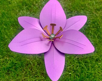 Lily Flower Stem – Light Purple, Anodised Aluminium, Garden Art Sculpture