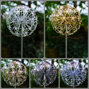 Silver Allium Flower Stem sculpture, interior sculpture, garden sculpture, garden art, garden stem, garden ornament, garden decoration image 3