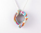 Polymer Clay Snake Pendant with Mixed Colours. Mokume Gane. Handcrafted Artisan Jewellery. SRAJD