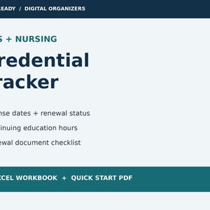 EMS Nursing Credential Tracker | License Renewal, CE Log, Document Checklist (Excel Workbook)