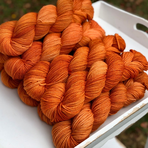 Pumpkin Spice Everything | Worsted & Fingering | Tonal | Wool | Hand-dyed | Pumpkin | Orange