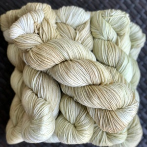 Seaside Collection | Beach Grass and Sand Dunes | Worsted | Tonal | Wool | Hand-dyed | Pale Sage | Pale Tan