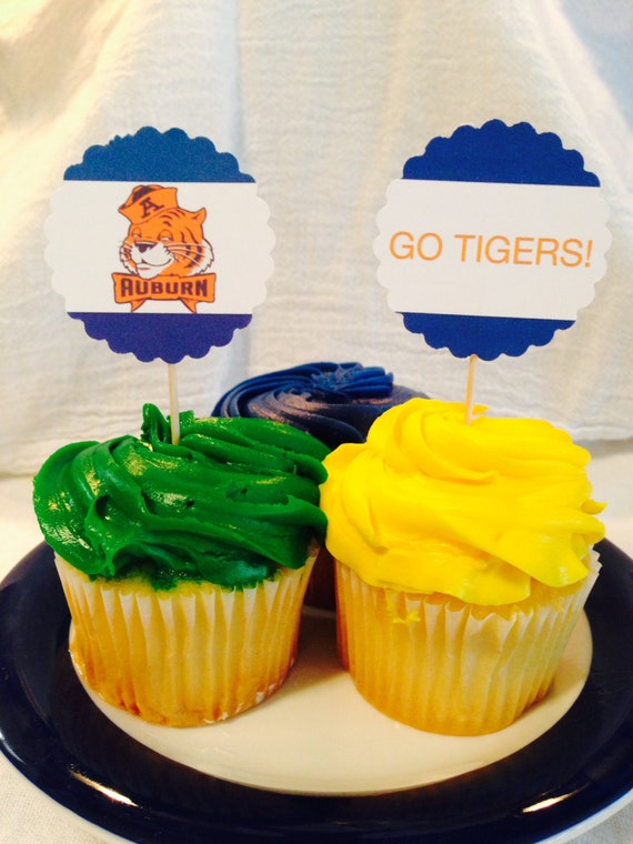 Items similar to AUBURN Tigers Cupcake Toppers/Gift Tags on Etsy