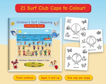 Children's Surf Lifesaving Colouring Book - Northern Beaches Nippers Caps