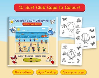 Children's Surf Lifesaving Colouring Book - Sydney Beaches Nippers Caps