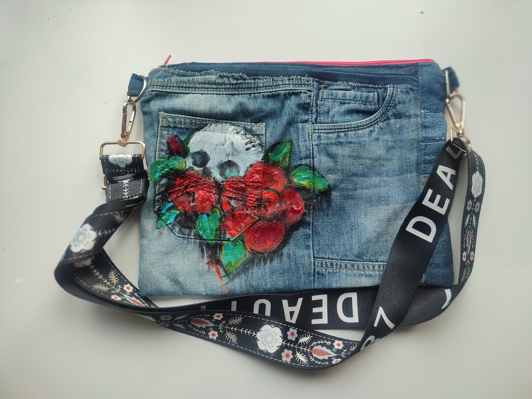 Borsa Denim Dipinta a Mano