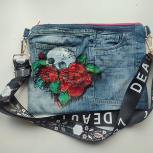 Borsa denim dipinta a mano