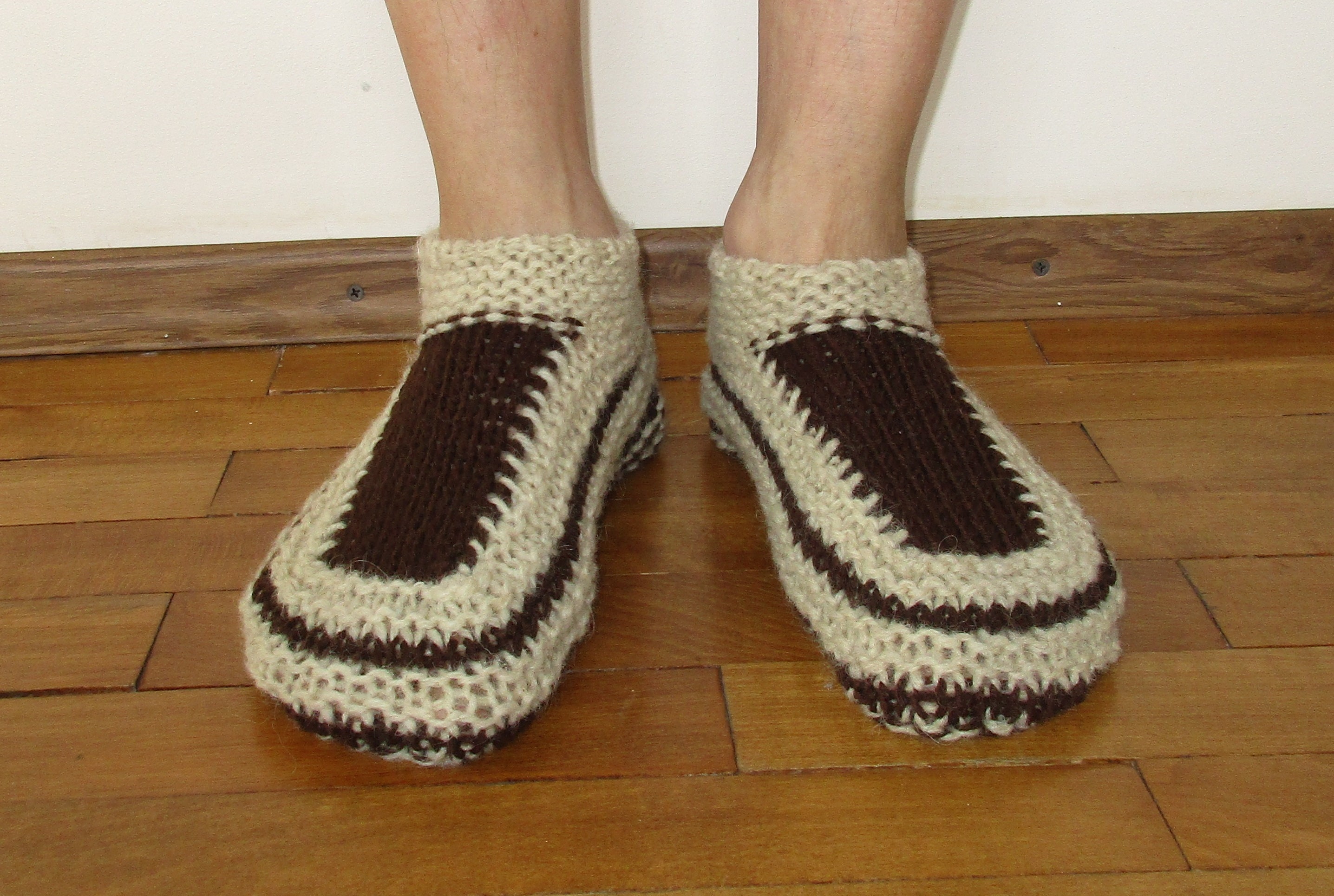 Mens Knitted Wool Slipper Booties // Wool Socks Men - Etsy UK