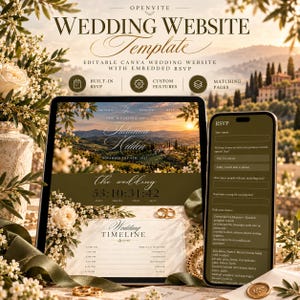 Vintage Wedding Website Template, Moody Old Money Canva Website with RSVP, Countdown, Love Story, Digital Invitation, Editable