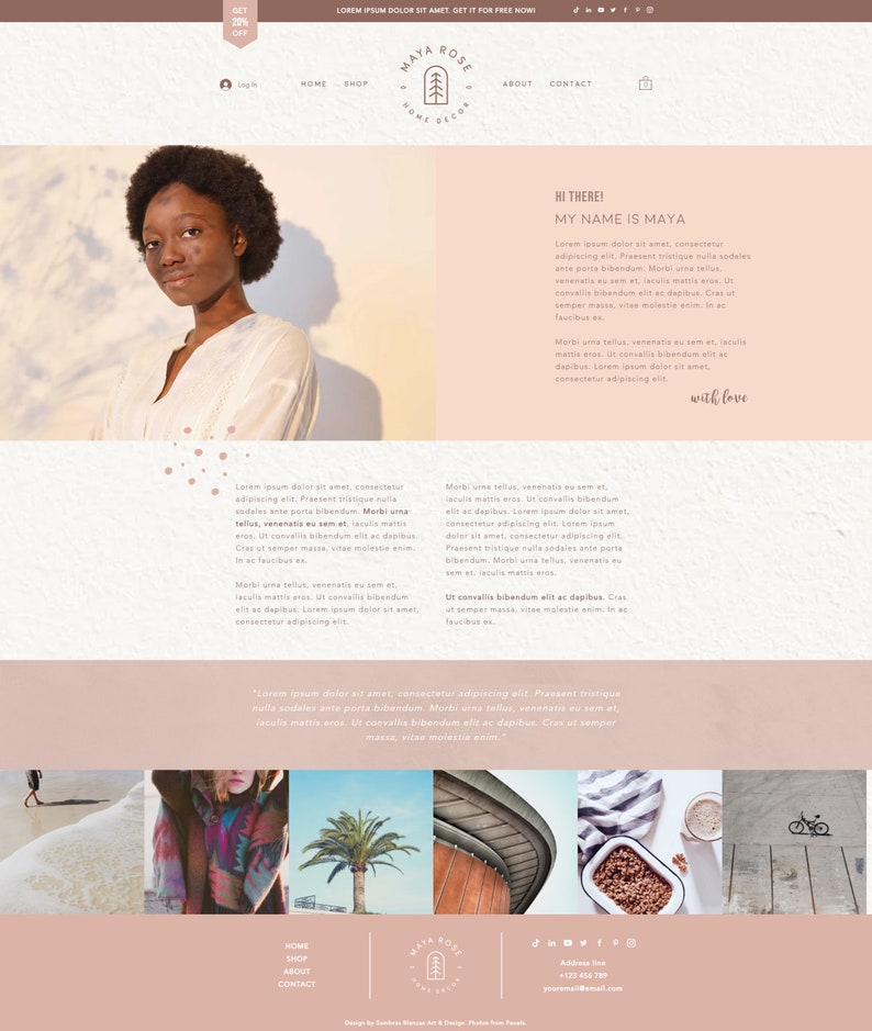 Wix site Template Design for Home Decor Shops Maya Etsy