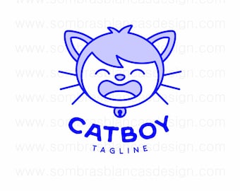 Pet Premade Logo - OOAK Premade Logo Design - Cat Boy - One Of A Kind Business Logo Design - Perfect for a pet accessories store
