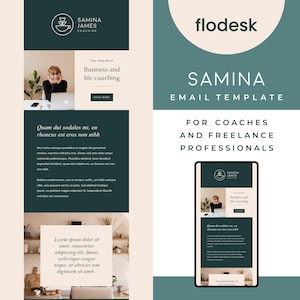 Samina Flodesk Template for Coaches and Freelance Professionals, Email Newsletter Template, Email Marketing, Brand Launch Template