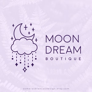 Premade Logo Design for Magic Brands, Moon and Cloud Logo, Vector Files, Illustrated Logo, Watermark, Modern Logo for Small Business