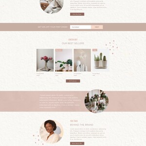 May include: A website homepage for Maya Rose Home Decor, featuring a collage of images of home decor items, including plants, furniture, and artwork. The website also includes a call to action to "Come Take a Look and Find Your Next Treasure".