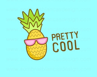 OOAK Premade Logo Design - Cool Pineapple - One Of A Kind Business Logo Design - Perfect for a smoothie bar or a fun accessories brand