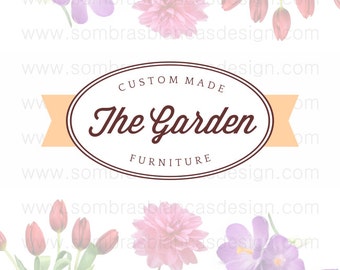 OOAK Premade Logo Design - Oval Label - One Of A Kind Business Logo Design - Perfect for a vintage finds shop or a floral art boutique