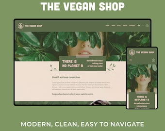 Wix Website Template Design for Vegan and Eco-Friendly Shops  | The Vegan Shop | Modern and Earthy E-commerce Website Design