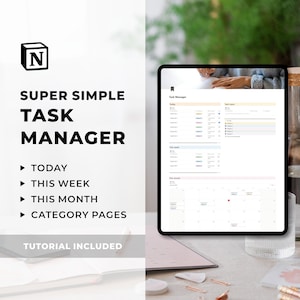 Notion Template Task Manager | Notion Dashboard | Digital To Do List Template | Productivity Planner | Schedule Tasks | Digital Planner