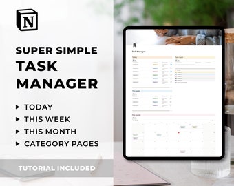 Notion Template Task Manager | Notion Dashboard | Digital To Do List Template | Productivity Planner | Schedule Tasks | Digital Planner