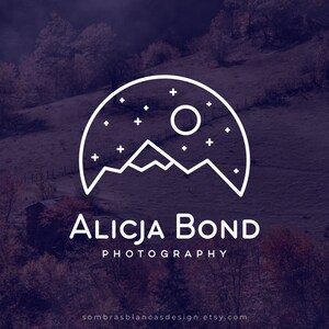 Mountain Landscape Premade Logo Design, Vector Files, Illustrated Logo, Photography Watermark, Modern Logo, Premade Logo for Small Business