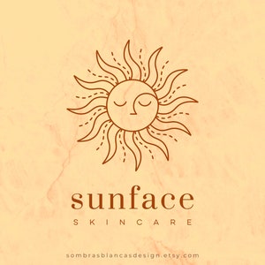 Premade Logo Design for Skincare Brands, Sun Face Logo, Vector Files, Illustrated Sunrise Logo, Magic Logo for Small Business