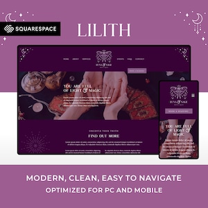 Squarespace Website Template for Tarot Readers, Witches and Psychics  | Lilith | Modern and Elegant Website Design