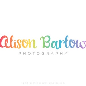 Rainbow Gradient Premade Logo Design, Vector Files Included, Handwritten Signature Logo, Photography Watermark, Logo for Small Business