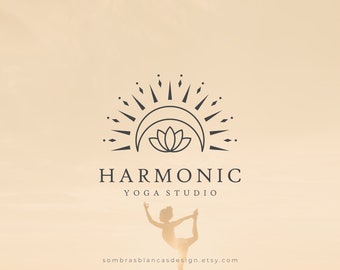 Premade Logo Design for Yoga Teachers, Crescent Lotus Logo, Vector Files, Illustrated Yoga Studio Logo, Namaste Logo for Small Business