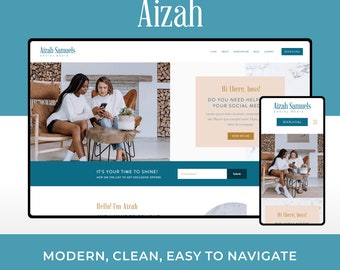 Wix Website Template Design for Social Media Managers and Other Freelance Professionals  | Aizah | Modern and Elegant Website Design