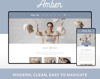 Wix Website Template Design for Handmade Shops  | Amber | Modern and Elegant E-commerce Website Design