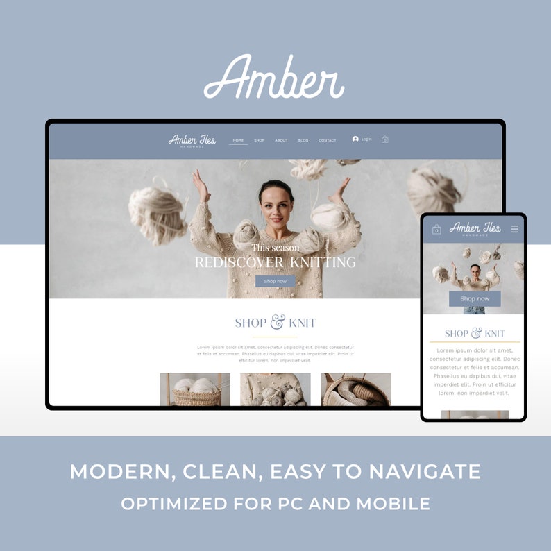 Wix Website Template Design for Handmade Shops Amber Modern and Elegant E-commerce Website Design image 1
